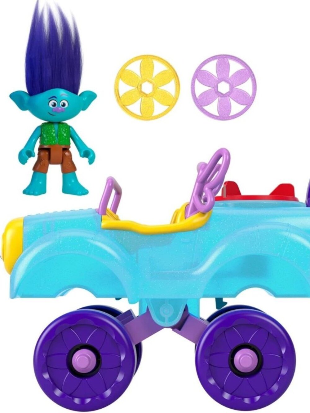 Fisher-Price Imaginext DreamWorks TROLLS BRANCH Figure Buggy Car Launcher NEW